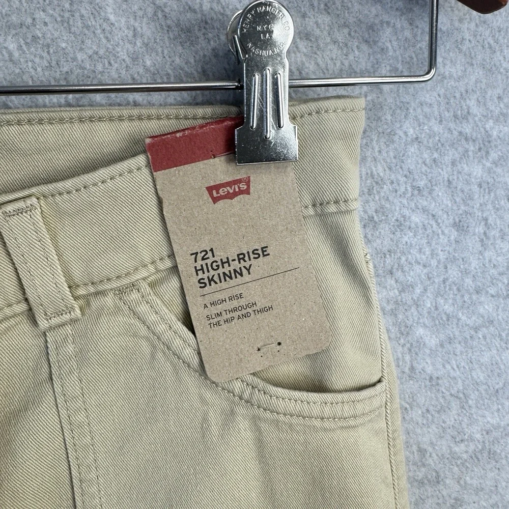 Levi's 721 High Rise Skinny Utility Women's 29x28 Khaki Beige Stretch‎ Denim NWT